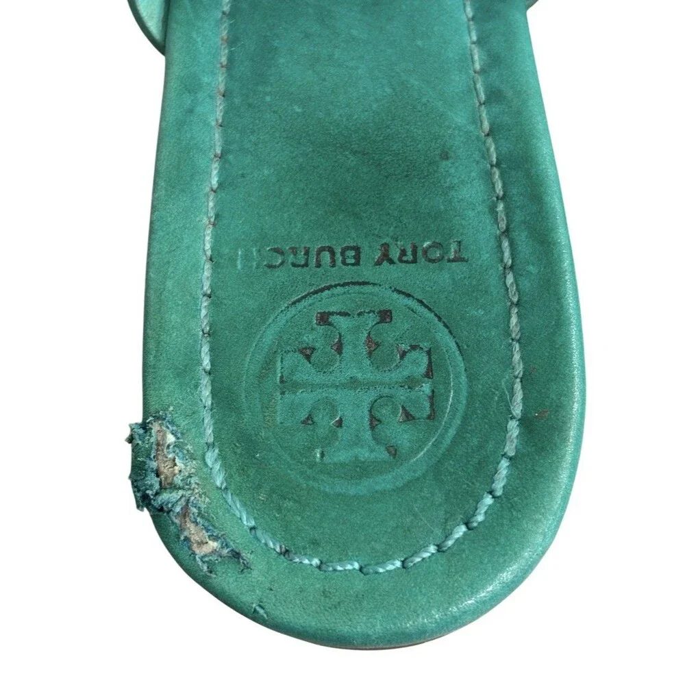 Tory Burch Turquoise Miller Sandals Flats Sz 11